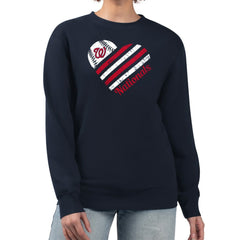 Washington Nationals G-III 4Her by Carl Banks Women's Heart Logo Fleece Pullover Sweatshirt - Navy Pullover