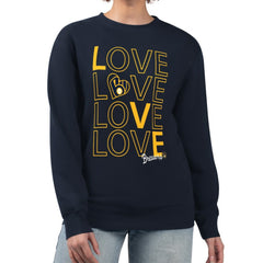 Milwaukee Brewers G-III 4Her by Carl Banks Women's Love Team Logo Fleece Pullover Sweatshirt - Navy Pullover
