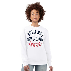 Atlanta Braves G-III 4Her by Carl Banks Women's Team Logo Fleece Pullover Sweatshirt - White Pullover