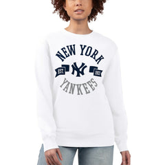 New York Yankees G-III 4Her by Carl Banks Women's Team Logo Fleece Pullover Sweatshirt - White Pullover