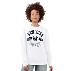 New York Yankees G-III 4Her by Carl Banks Women's Team Logo Fleece Pullover Sweatshirt - White Pullover