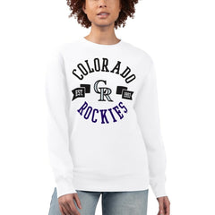 Colorado Rockies G-III 4Her by Carl Banks Women's Team Logo Fleece Pullover Sweatshirt - White Pullover