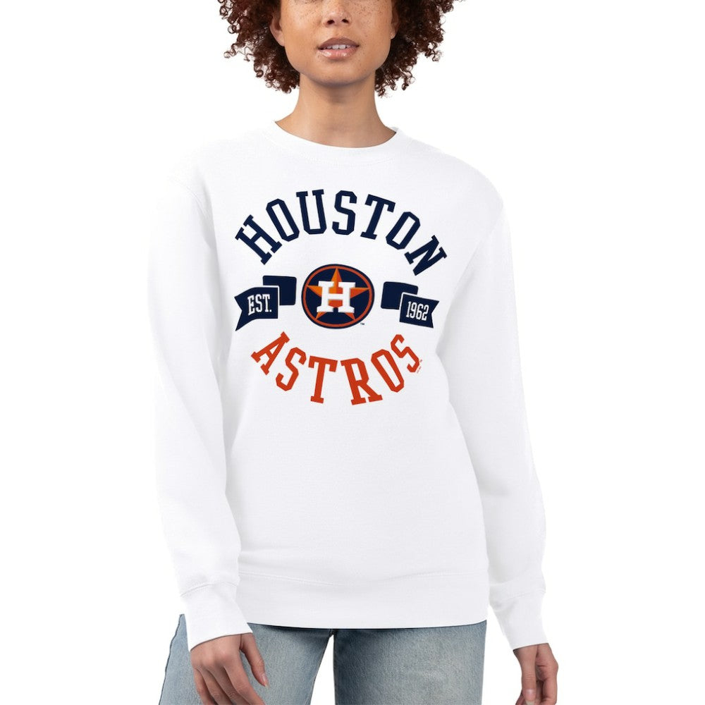 Houston Astros G-III 4Her by Carl Banks Women's Team Logo Fleece Pullover Sweatshirt - White Pullover