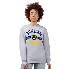 Milwaukee Brewers G-III 4Her by Carl Banks Women's Team Logo Fleece Pullover Sweatshirt - Heather Gray Pullover