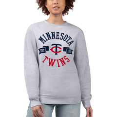 Minnesota Twins G-III 4Her by Carl Banks Women's Team Logo Fleece Pullover Sweatshirt - Heather Gray Pullover