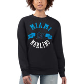 Miami Marlins G-III 4Her by Carl Banks Women's Team Logo Fleece Pullover Sweatshirt - Black Pullover