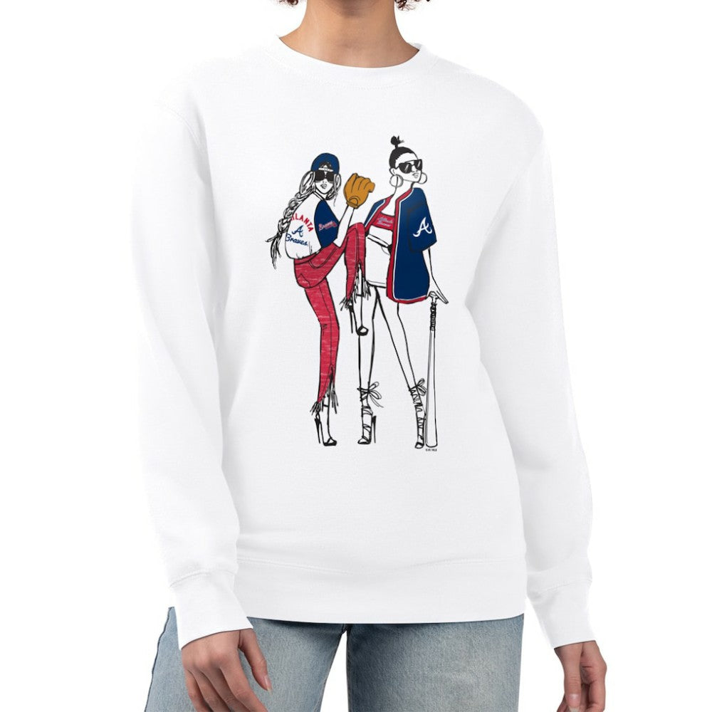 Atlanta Braves G-III 4Her by Carl Banks Women's Baseball Girls Fleece Pullover Sweatshirt - White Pullover