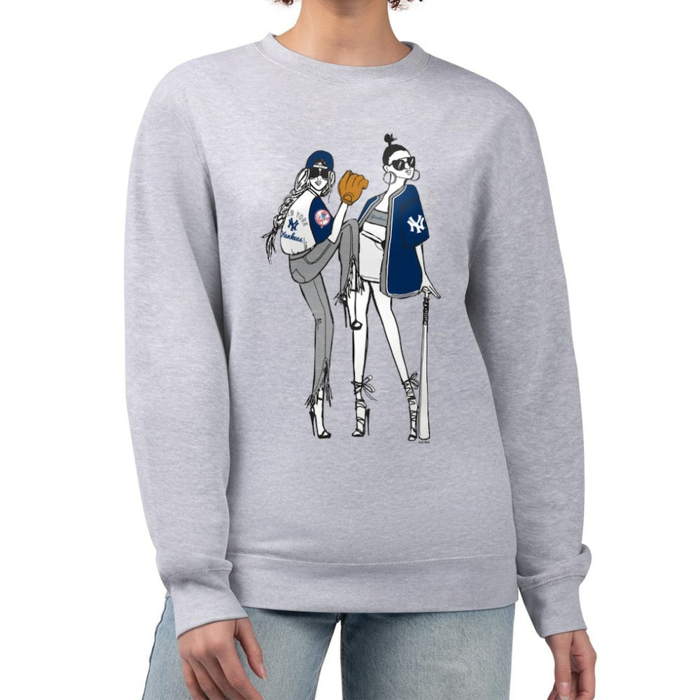 New York Yankees G-III 4Her by Carl Banks Women's Baseball Girls Fleece Pullover Sweatshirt - Heather Gray Pullover
