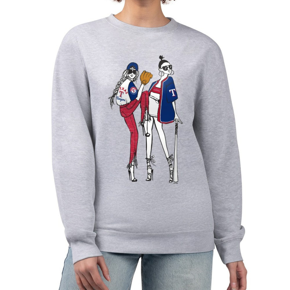 Texas Rangers G-III 4Her by Carl Banks Women's Baseball Girls Fleece Pullover Sweatshirt - Heather Gray Pullover
