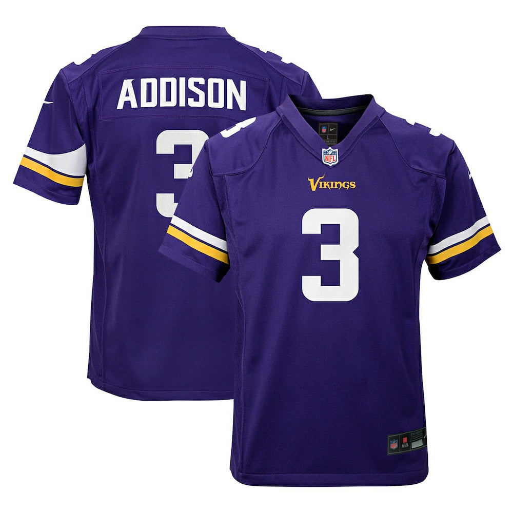 NFL Jordan Addison Minnesota Vikings Youth Game Jersey - Purple