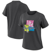 Los Angeles Dodgers WEAR by Erin Andrews Women's Domestic Box Color Boyfriend T-Shirt - Charcoal T-shirts
