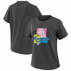Minnesota Twins WEAR by Erin Andrews Women's Domestic Box Color Boyfriend T-Shirt - Charcoal T-shirts
