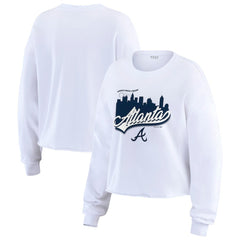 Atlanta Braves WEAR by Erin Andrews Women's Domestic Postcard Long Sleeve T-Shirt - White T-shirts