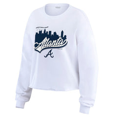 Atlanta Braves WEAR by Erin Andrews Women's Domestic Postcard Long Sleeve T-Shirt - White T-shirts