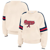 Atlanta Braves WEAR by Erin Andrews Women's Stripe Pullover Sweater - Cream Pullover