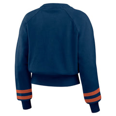 Houston Astros WEAR by Erin Andrews Women's Vintage Washed Cropped Pullover Sweatshirt - Navy Pullover