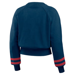 Minnesota Twins WEAR by Erin Andrews Women's Vintage Washed Cropped Pullover Sweatshirt - Navy Pullover