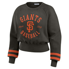 San Francisco Giants WEAR by Erin Andrews Women's Vintage Washed Cropped Pullover Sweatshirt - Black Pullover