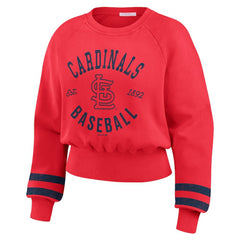 St. Louis Cardinals WEAR by Erin Andrews Women's Vintage Washed Cropped Pullover Sweatshirt - Red Pullover