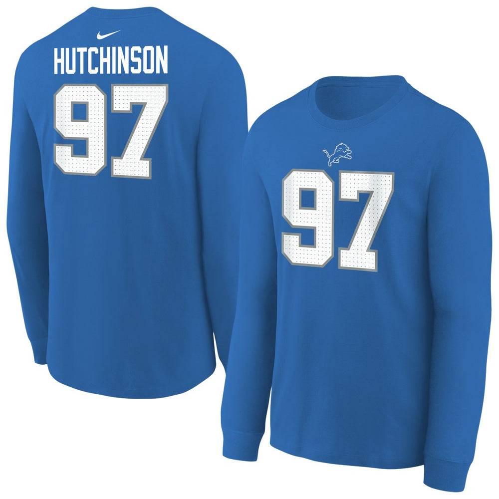 Aidan Hutchinson Detroit Lions Youth Player Name & Number Long Sleeve T-Shirt Blue