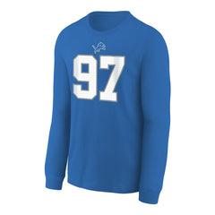 Aidan Hutchinson Detroit Lions Youth Player Name & Number Long Sleeve T-Shirt Blue