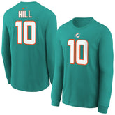 Tyreek Hill Miami Dolphins Youth Player Name & Number Long Sleeve T-Shirt Aqua
