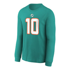 Tyreek Hill Miami Dolphins Youth Player Name & Number Long Sleeve T-Shirt Aqua