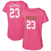 Christian McCaffrey San Francisco 49ers Girls Youth Player Name & Number T-Shirt Pink