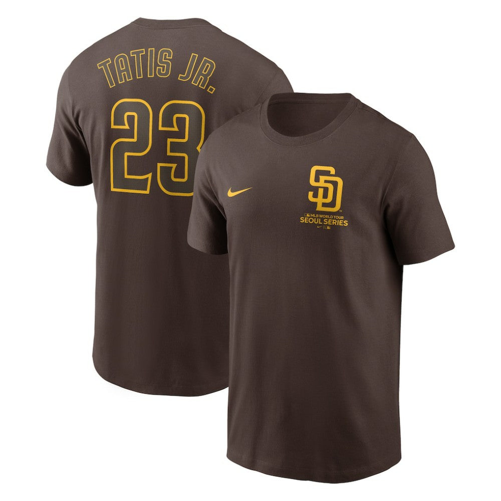 Fernando Tatis Jr. San Diego Padres Nike 2024 MLB World Tour Seoul Series Name & Number T-Shirt - Brown T-shirts