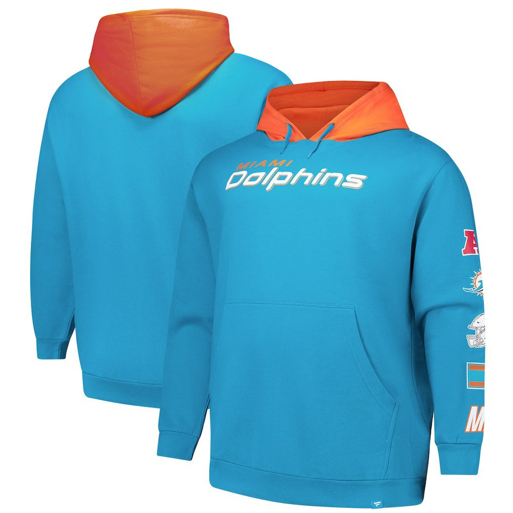 Miami Dolphins Big & Tall Patched Out Pullover Hoodie Aqua