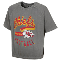 Kansas City Chiefs Women's Mineral Wash Short Sleeve Top Gray