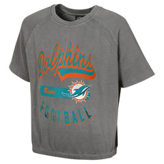 Miami Dolphins Women's Mineral Wash Short Sleeve Top Gray