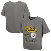 Pittsburgh Steelers Women's Mineral Wash Short Sleeve Top Gray