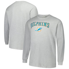 Miami Dolphins Big & Tall Thermal Long Sleeve T-Shirt Heather Gray