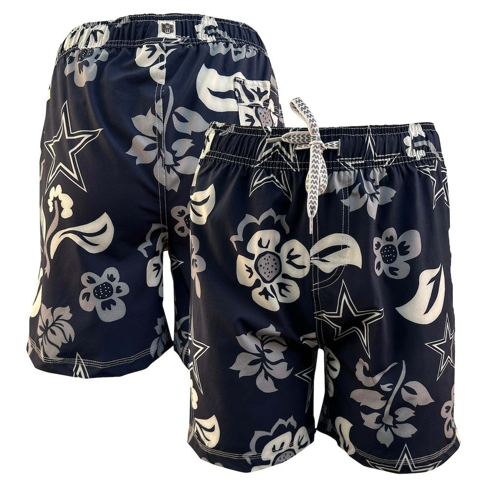 Dallas Cowboys Wes & Willy Youth Floral Volley Swim Trunks Navy