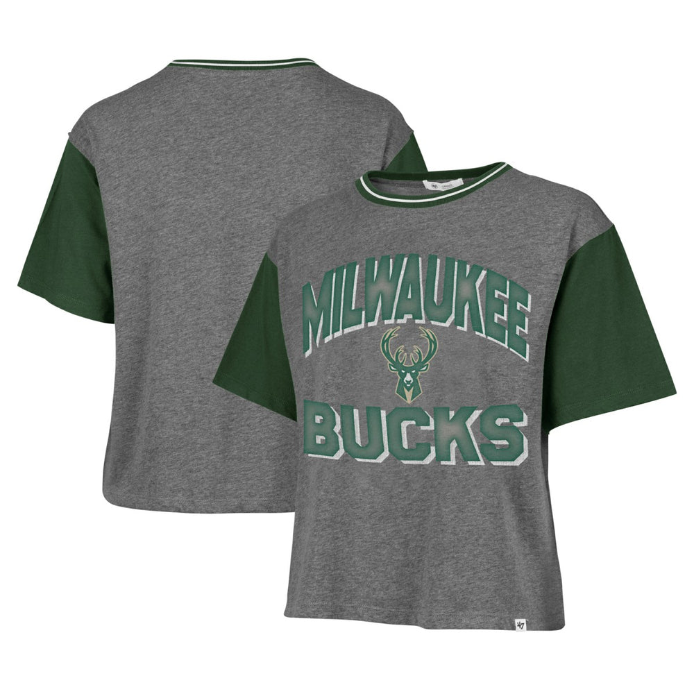 Milwaukee Bucks '47 Women's Rise Clubhouse Ziggy Color Block T-Shirt Gray