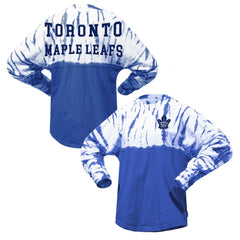 NHL Toronto Maple Leafs Spirit Jersey Unisex Crystal Half Dye Long Sleeve T-Shirt - Blue