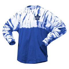 NHL Toronto Maple Leafs Spirit Jersey Unisex Crystal Half Dye Long Sleeve T-Shirt - Blue
