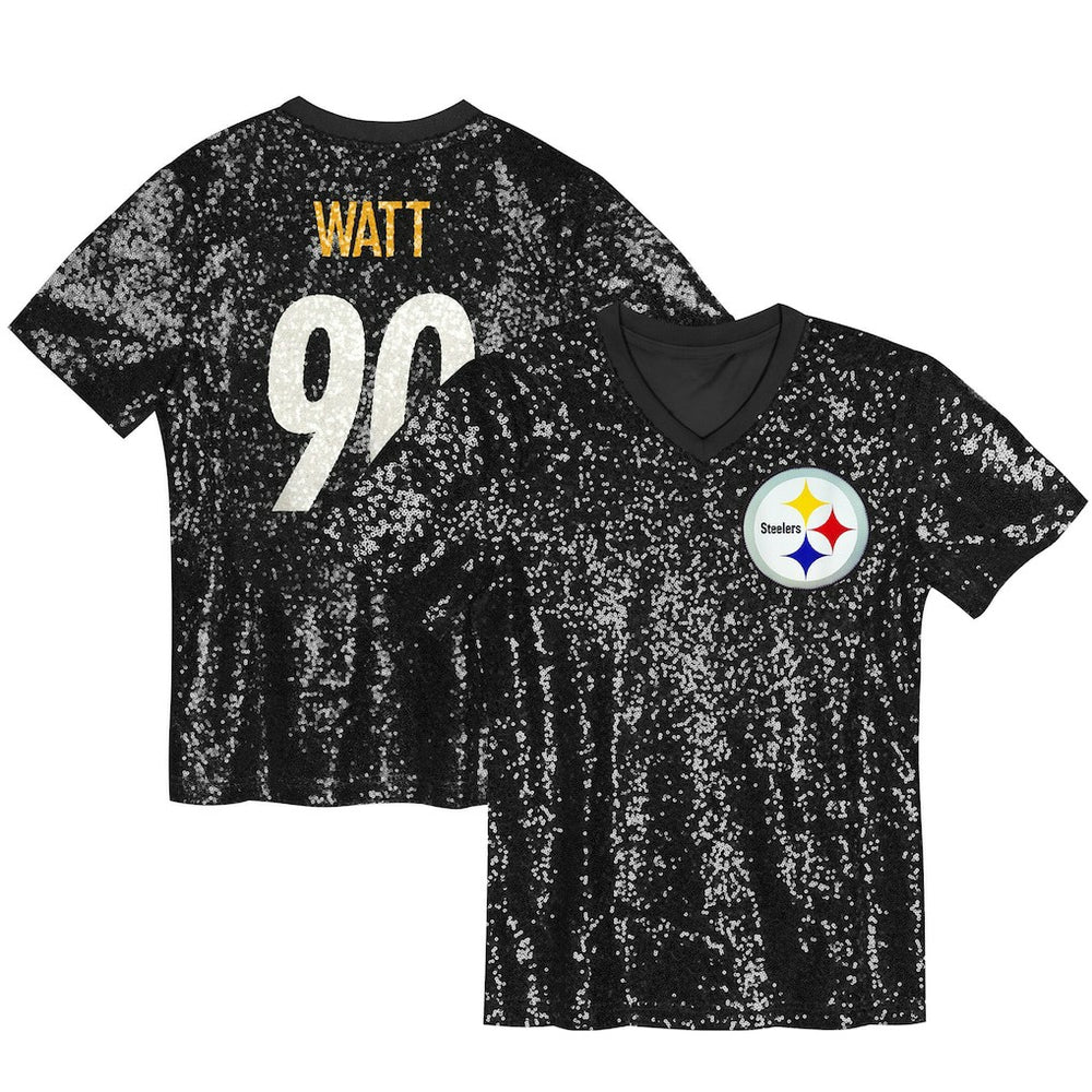 NFL T.J. Watt Pittsburgh Steelers Women's Player Name & Number V-Neck Fashion Jersey - Black cheap