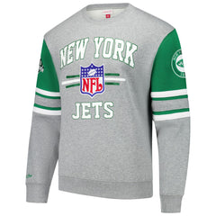 New York Jets All Over 4.0 Vintage Logo Pullover Sweatshirt Heather Gray