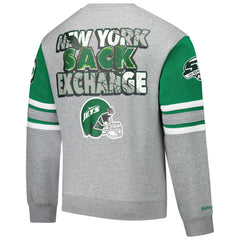 New York Jets All Over 4.0 Vintage Logo Pullover Sweatshirt Heather Gray