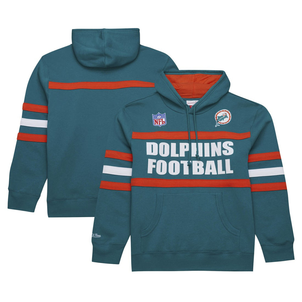 Miami Dolphins Vintage Logo Head Coach Fleece Pullover Hoodie Aqua