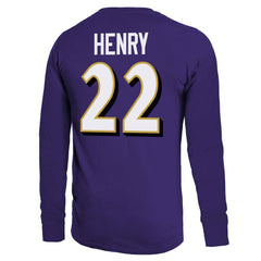 Derrick Henry Baltimore Ravens Majestic Threads Name & Number Long Sleeve T-Shirt Purple