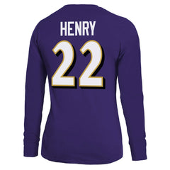 Derrick Henry Baltimore Ravens Majestic Threads Women's Name & Number Long Sleeve T-Shirt Purple