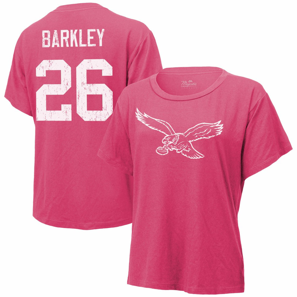 Saquon Barkley Philadelphia Eagles Majestic Threads Women's Name & Number T-Shirt Pink