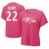 Derrick Henry Baltimore Ravens Majestic Threads Women's Name & Number T-Shirt Pink