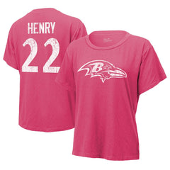 Derrick Henry Baltimore Ravens Majestic Threads Women's Name & Number T-Shirt Pink