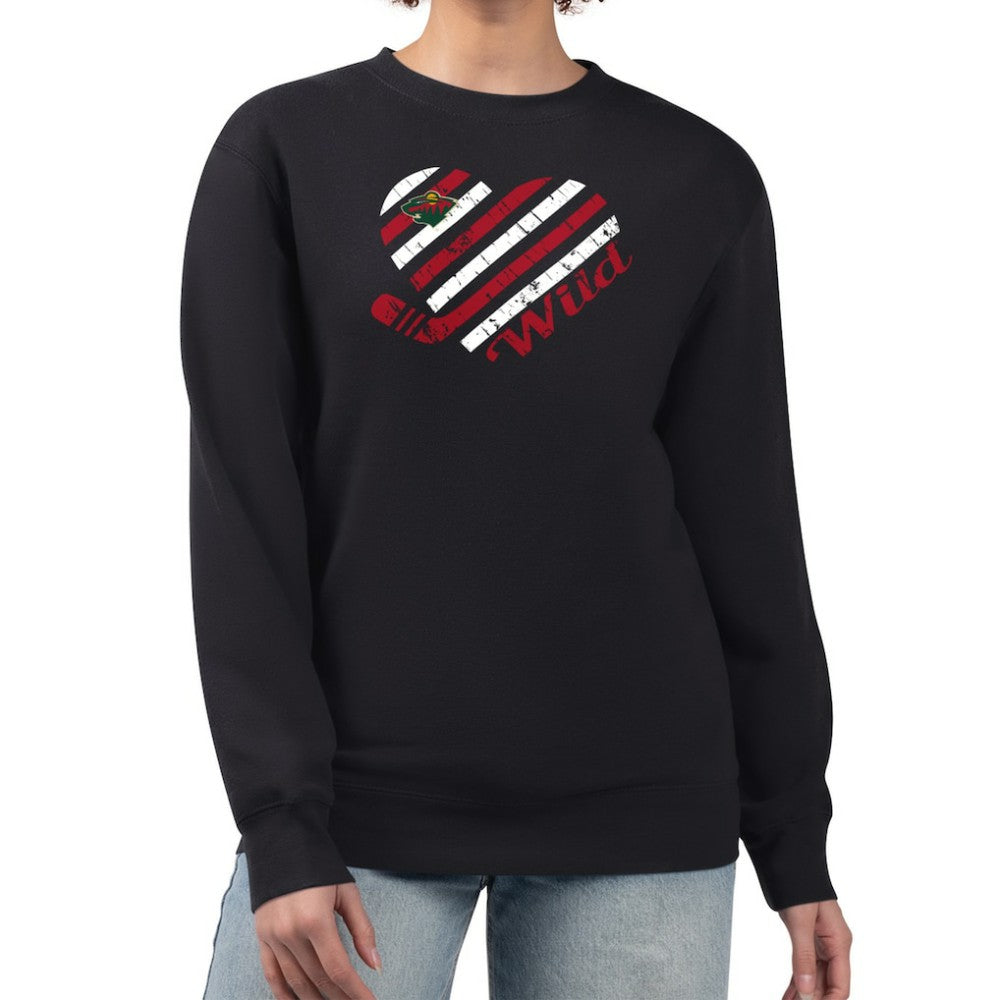 NHL Minnesota Wild G-III 4Her by Carl Banks Women's Heart Graphic Pullover Sweatshirt - Black