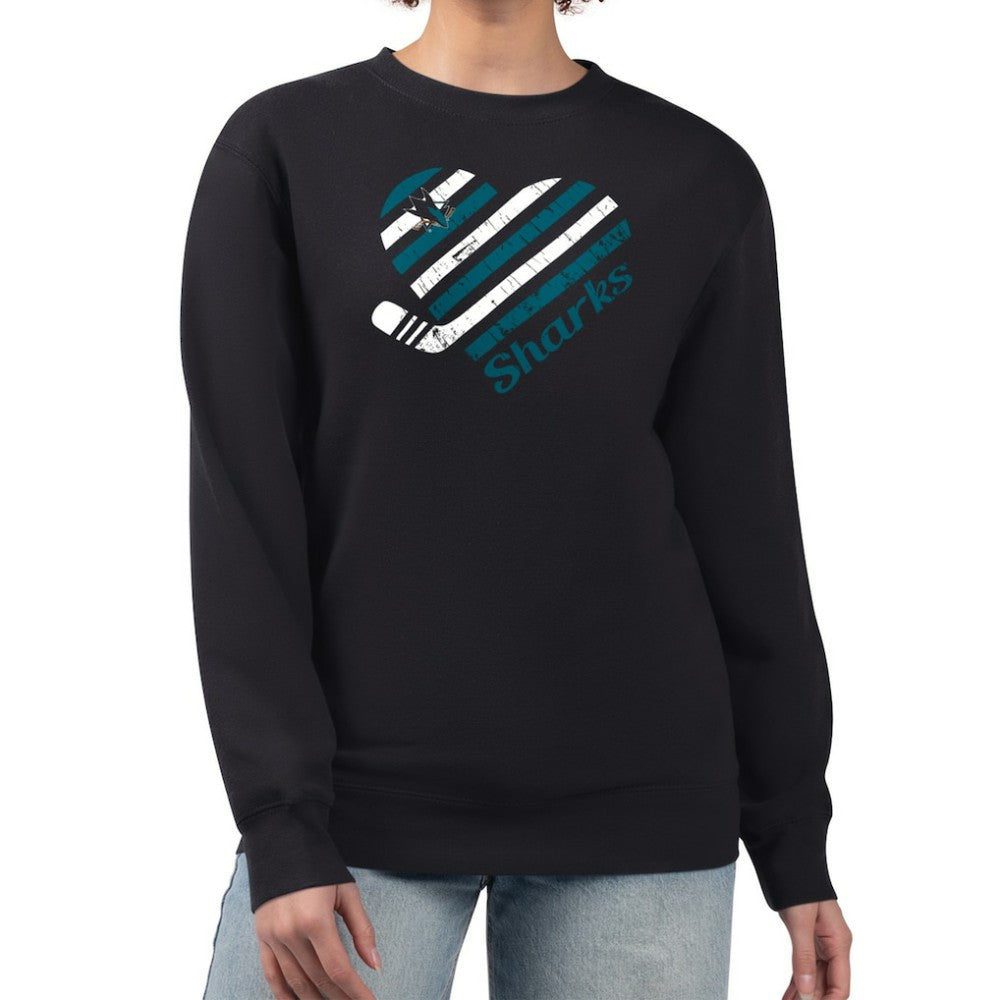 NHL San Jose Sharks G-III 4Her by Carl Banks Women's Heart Graphic Pullover Sweatshirt - Black