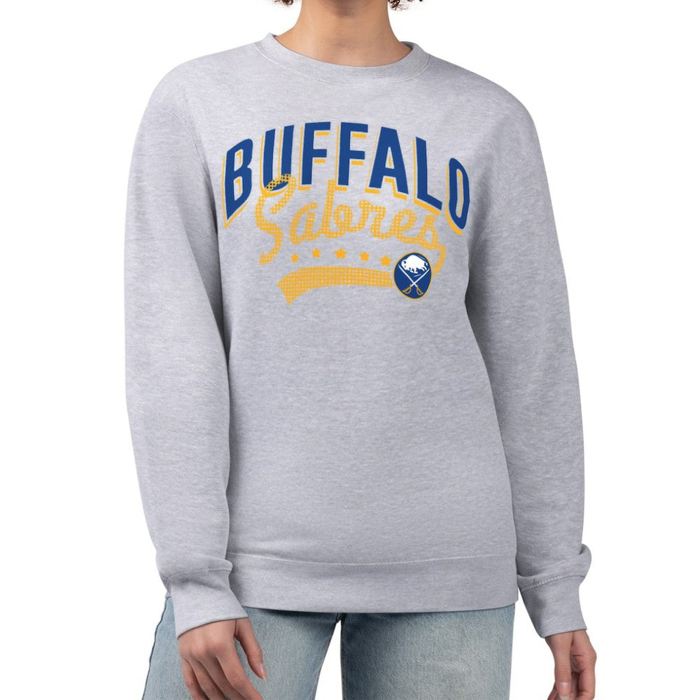 NHL Buffalo Sabres G-III 4Her by Carl Banks Women's Filigree Team Graphic Fleece Pullover Sweatshirt - Heather Gray